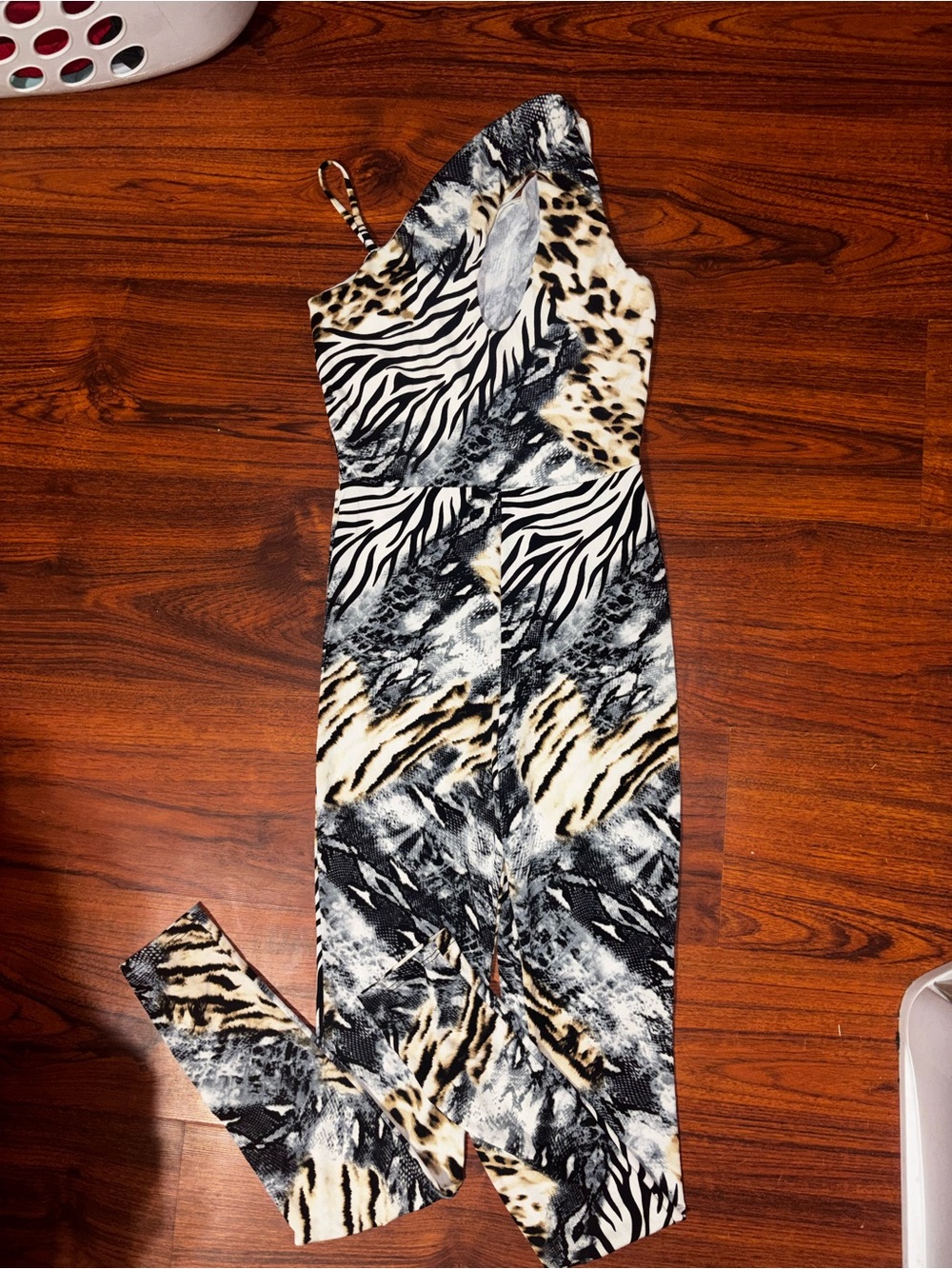 Fashion Nova One-Shoulder Jumpsuit - Black & Cream